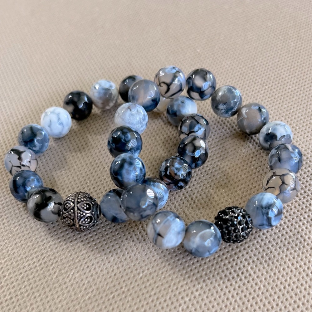 Dragon Vein Agate beaded bracelet